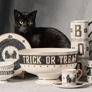 Anthropologie Black and White Halloween Dinnerware Collection